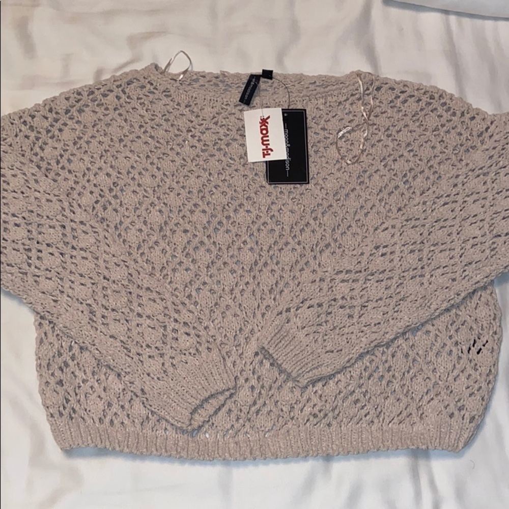 Tan Slouchy Netted Long Sleeve